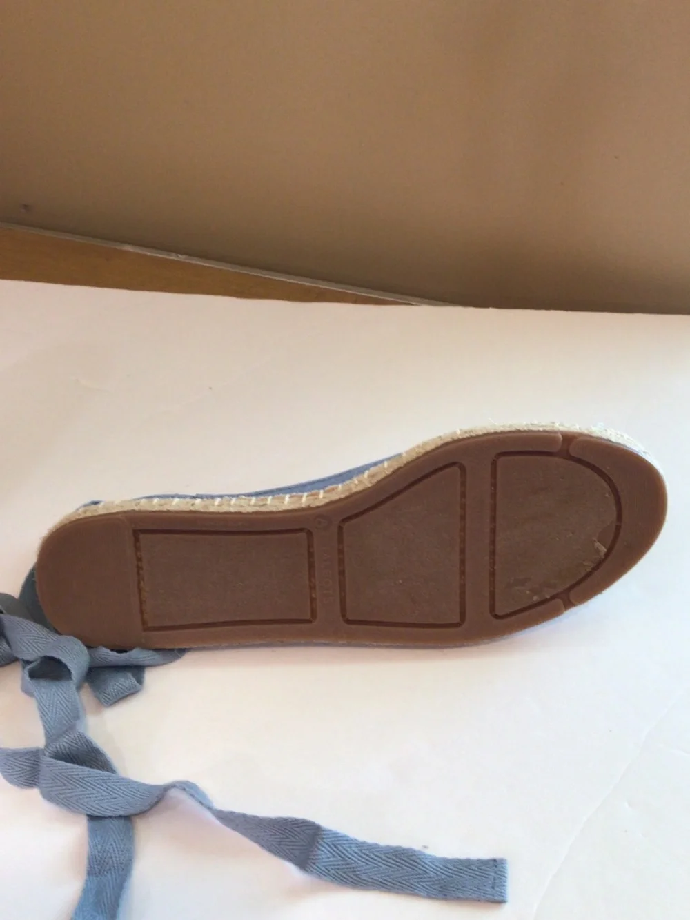 Talbots Izzy Denim Espadrilles Size 8 M Blue Lace Ups Coastal Summer European